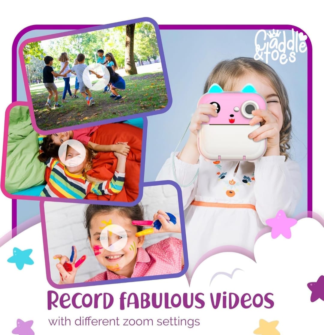 Instant Print Camera for Kids - 1080P HD, SD Card, Gift for Boys and Girls