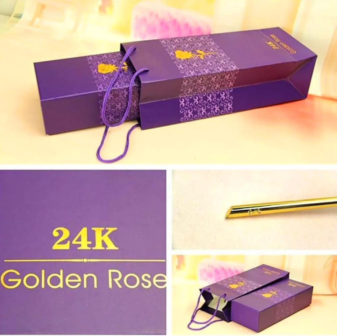 24K Gold Plated Artificial Rose Flower with Gift Box