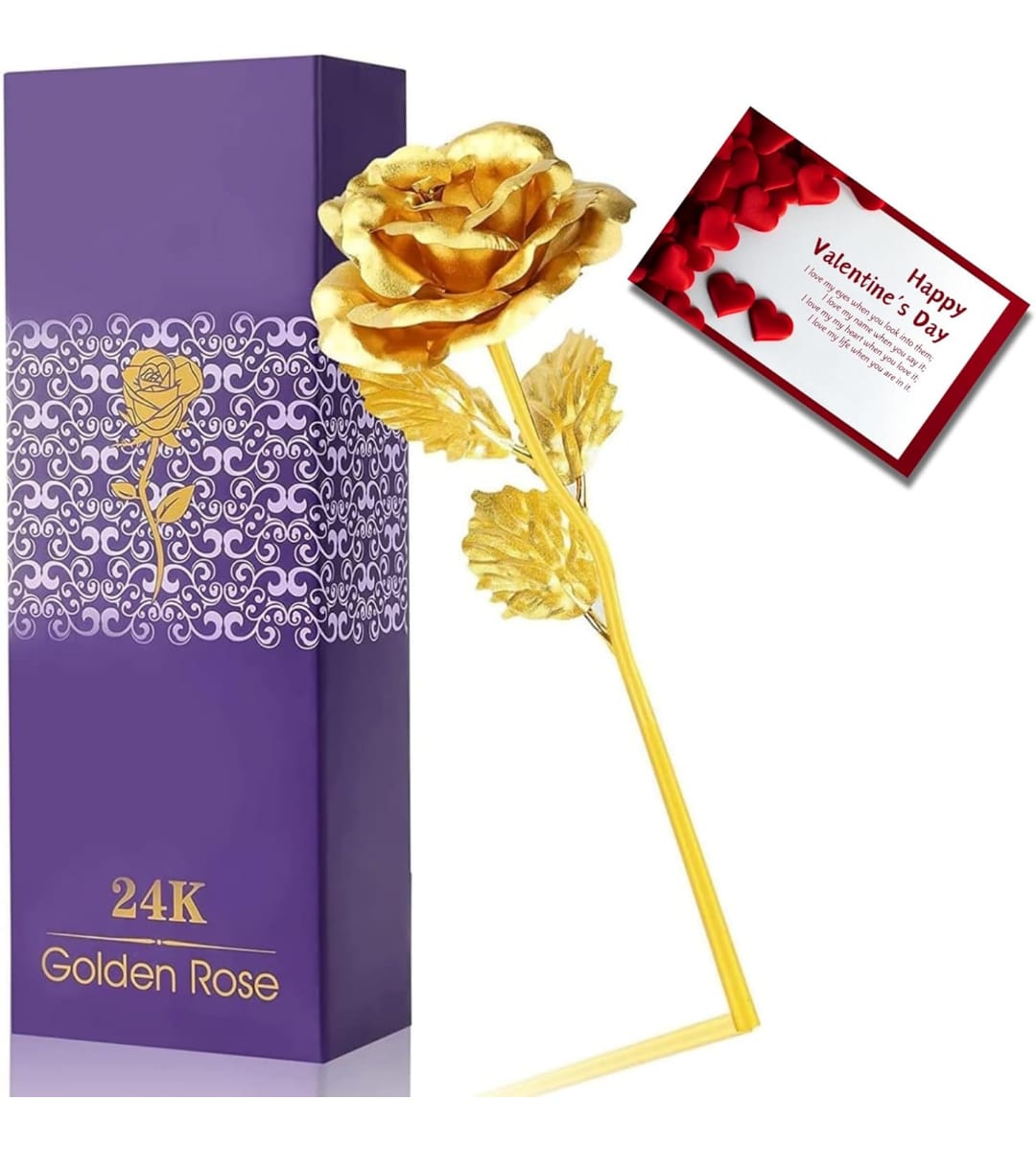 24K Gold Plated Artificial Rose Flower with Gift Box