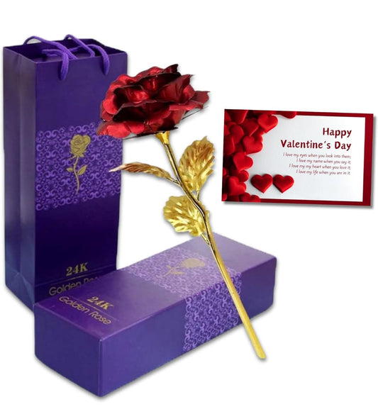 24K Gold Plated Artificial Rose Flower with Gift Box