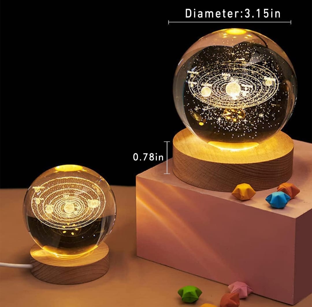 3D Galaxy Crystal Ball Night Lamp